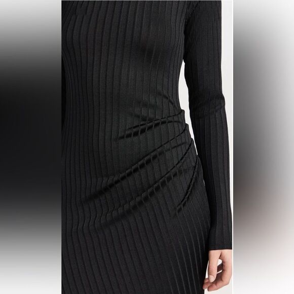 Good American Shine Rib Funnel Tuck Midi Dress - Picture 3 of 15